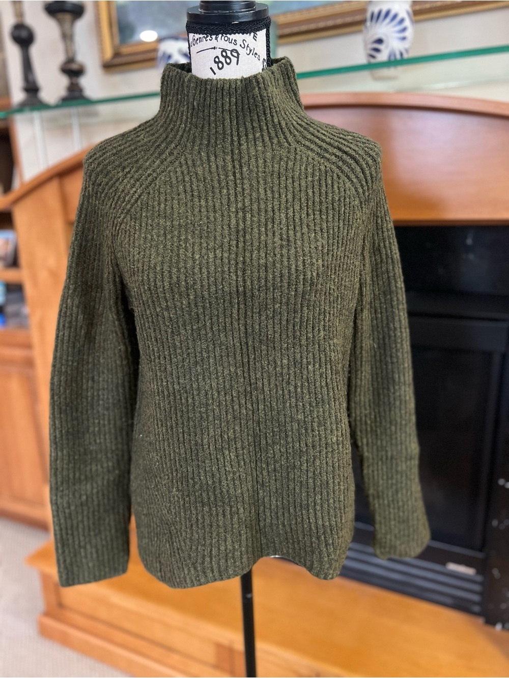 Madewell Olive Ribbed Mock Neck Sweater
